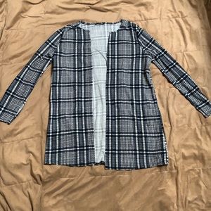 Blue and black plaid coat